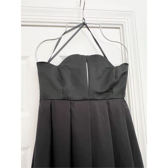 Rebecca Romero Black Silk Peephole Chest Pleated Grace Dress 4 NWT XS Gown Maxi - Picture 2 of 6